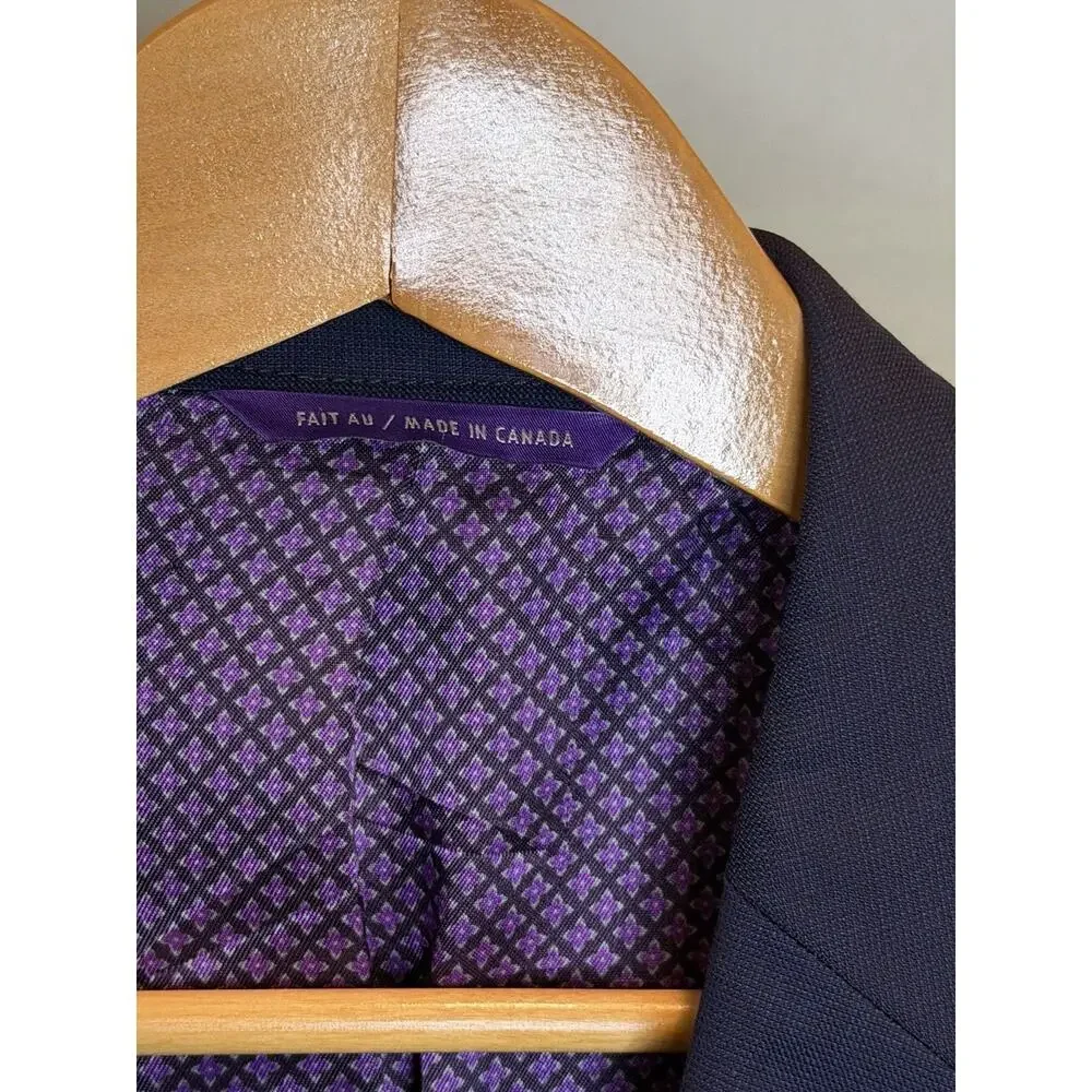 Ted Baker Endurance Mens 42R Navy Blue 100% Wool Blazer Made Canada Sport Coat